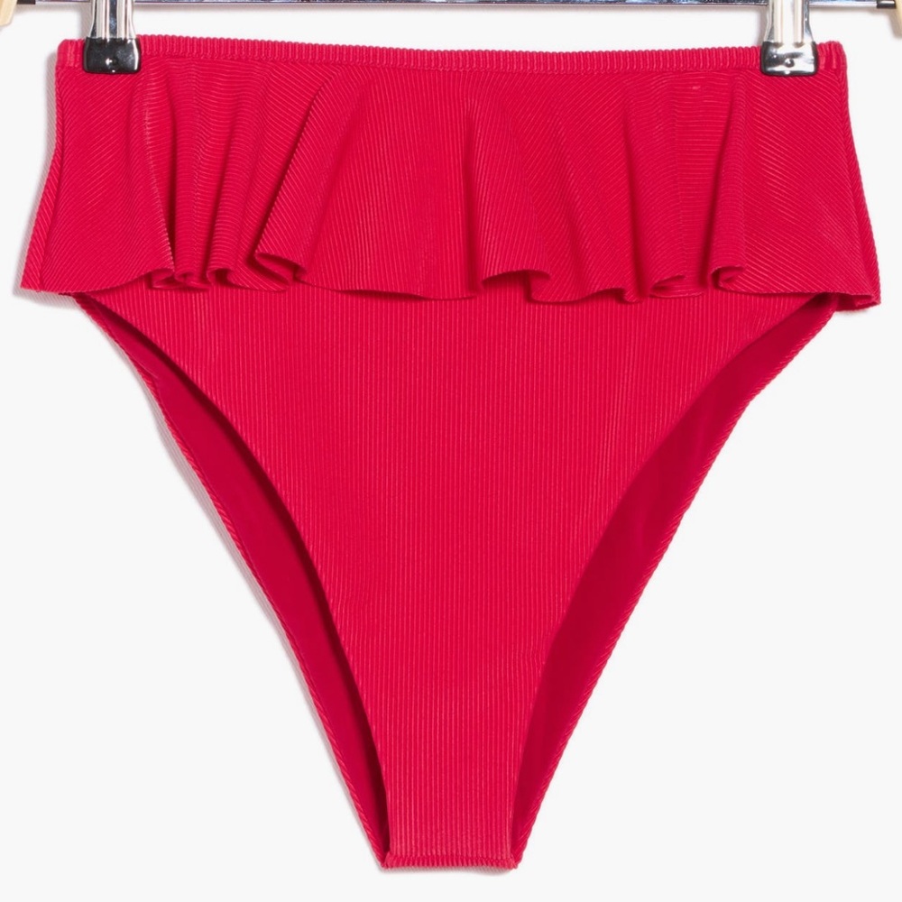Beach Riot Red Ruffled High-Waist Bikini Bottom - Picture 3 of 7